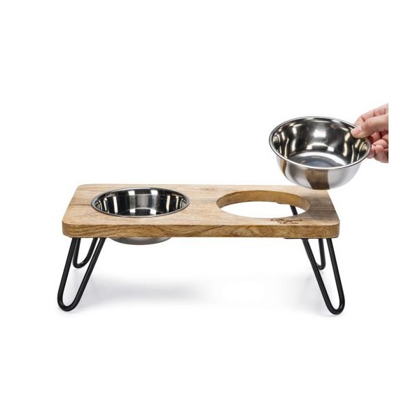 GAMELLE DOUBLE pour chien en bois et acier LINGA DESIGNED BY LOTTE