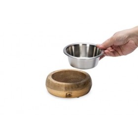 GAMELLE pour chien bois et bol acier MANDIRA DESIGNED BY LOTTE