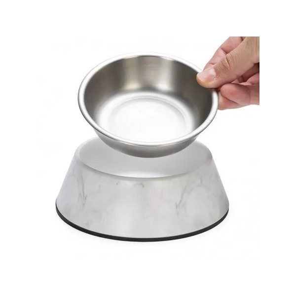 GAMELLE pour chien ou chat motif marbre couleur blanc DESIGNED BY LOTTE