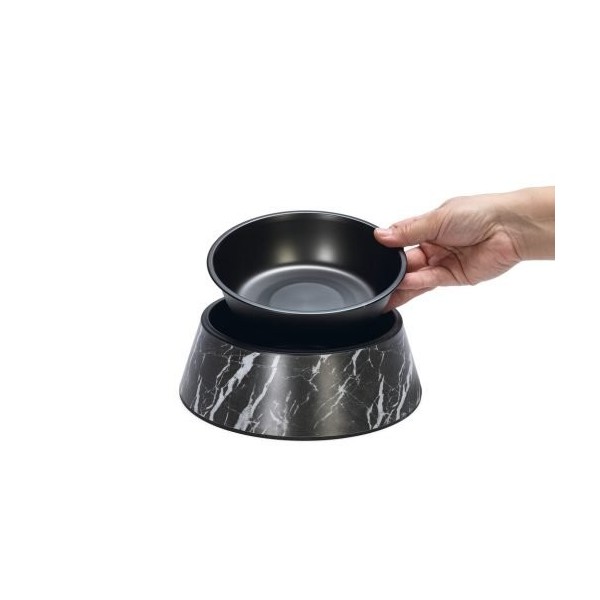 GAMELLE pour chien ou chat motif marbre couleur noir DESIGNED BY LOTTE