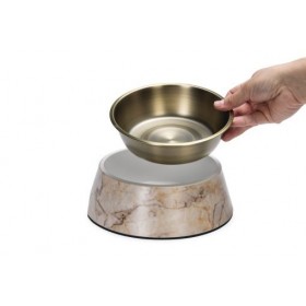 GAMELLE pour chien ou chat motif marbre couleur beige DESIGNED BY LOTTE