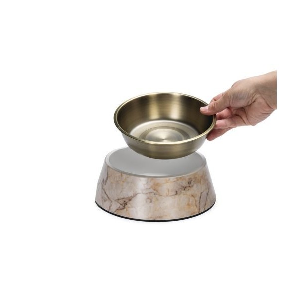 GAMELLE pour chien ou chat motif marbre couleur beige DESIGNED BY LOTTE
