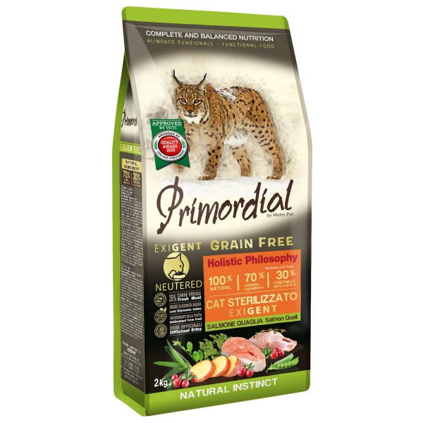 Croquettes pour chat stérilisé exigent SAUMON & CAILLE PRIMORDIAL