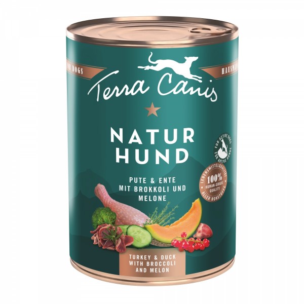 LOT DE 6 Patée pour chien A LA DINDE ET AU CANARD NATURHUND 400g TERRA CANIS