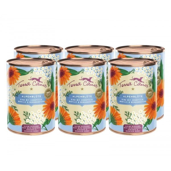 LOT DE 6 Patée pour chien AU BOEUF FLEURS DES ALPES 400g TERRA CANIS