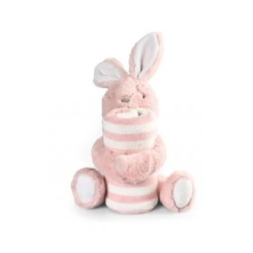 PELUCHE ET PLAID pour chien LAPIN ROSE OHANA