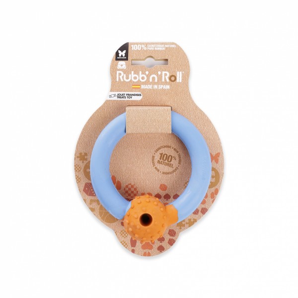 JOUET pour chien RUBB'N'TREATS ANNEAU flottant spécial friandise bleu 10,5 cm RUBB'N'ROLL