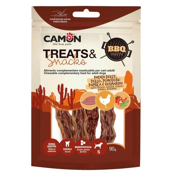 FRIANDISES pour chien BBQ PARTY Bacon de patate douce au POULET CAMON