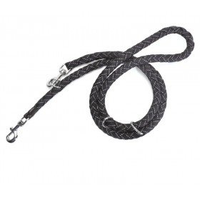 LAISSE MULTIPOSITIONS REFLECHISSANTE pour chien en nylon rond couleur noir CAMON-DOGFRENCHTOUCH