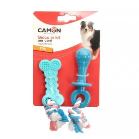 JOUETS pour chien LOT TETINE ET OS AVEC CORDE CAMON-DOGFRENCHTOUCH