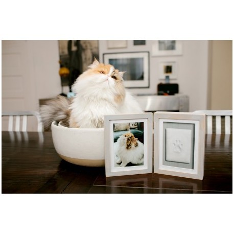 DOUBLE CADRE PHOTO BEIGE & empreinte de patte en argile PEARHEAD