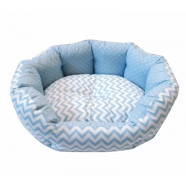 CORBEILLE OVALE pour chien ZIG ZAG couleur bleu DISTRIDOG