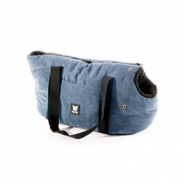 SAC DE TRANSPORT COUCHETTE pour chien Collection ELEGANTE couleur bleu MARTIN SELLIER-DOGFRENCHTOUCH