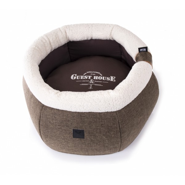 PANIER ROND HAUT DEHOUSSABLE pour chien et chat Collection GUEST HOUSE couleur marron MARTIN SELLIER