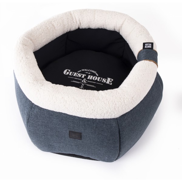 PANIER ROND HAUT DEHOUSSABLE pour chien et chat Collection GUEST HOUSE couleur bleu MARTIN SELLIER