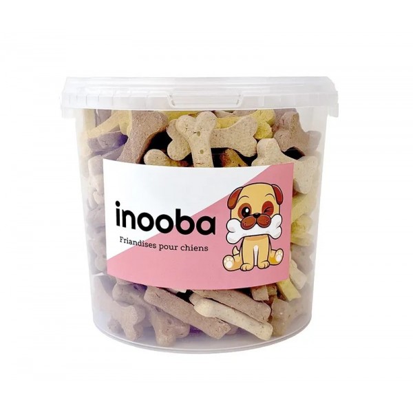 FRIANDISES pour chien SEAU biscuits os mix 1kg INOOBA-DOGFRENCHTOUCH