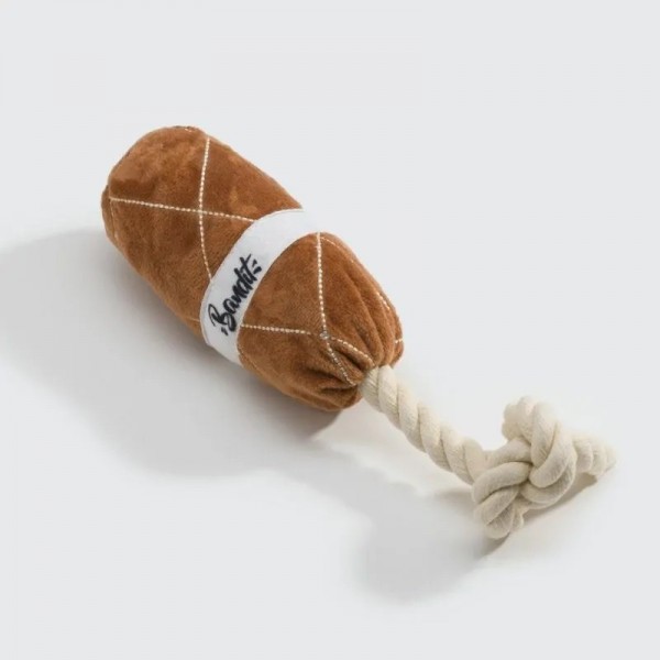 JOUET PELUCHE pour chiens Collection PIQUE NIQUE Saucisson avec corde BANDIT
