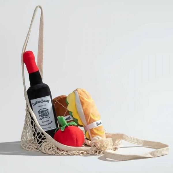 JOUET PELUCHE pour chiens Collection PIQUE NIQUE Saucisson avec corde BANDIT