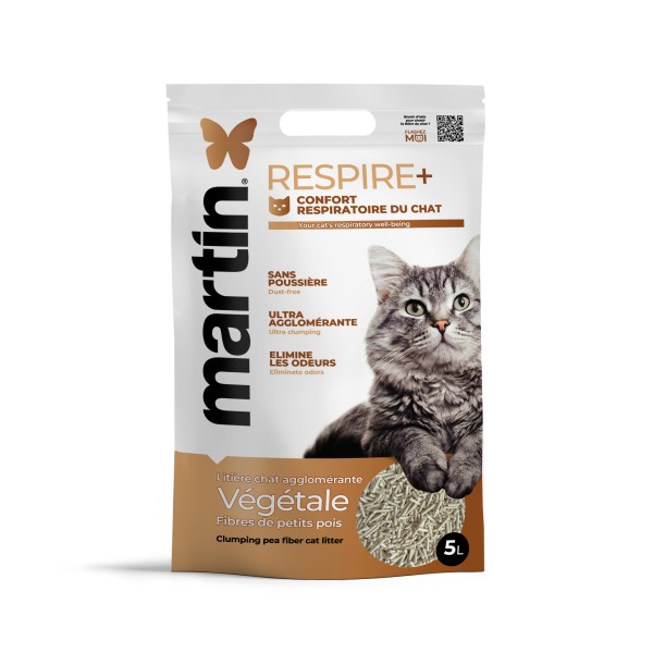 LITIERE AGGLOMERANTE pour chat LOT DE 4 RESPIRE+ MARTIN SELLIER