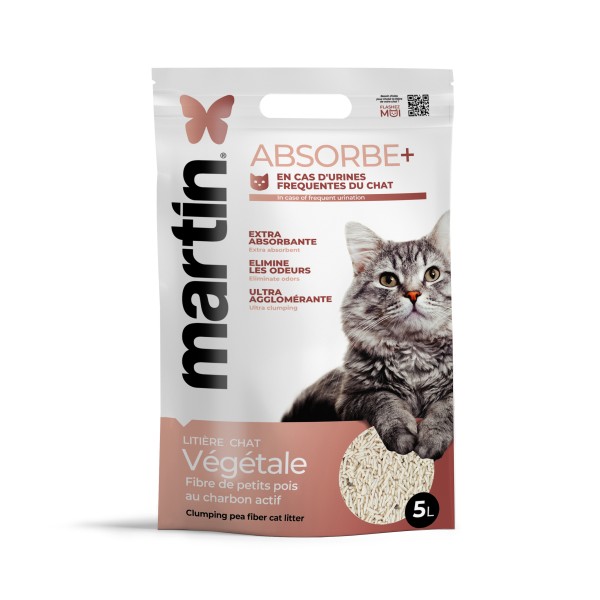 LITIERE AGGLOMERANTE pour chat LOT DE 4 ABSORBE+ URINES FREQUENTES MARTIN SELLIER-DOGFRENCHTOUCH