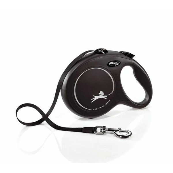 LAISSE RETRACTABLE NEW CLASSIC pour chiens avec sangle NOIR FLEXI