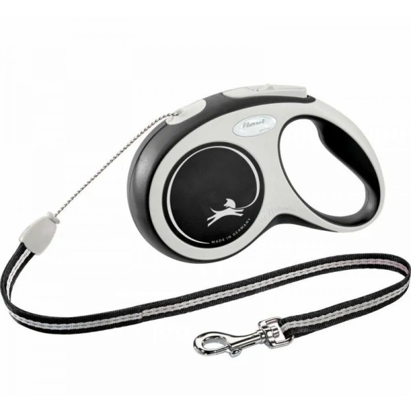 LAISSE RETRACTABLE NEW COMFORT pour chiens avec cordon GRIS FLEXI - DOGFRENCHTOUCH