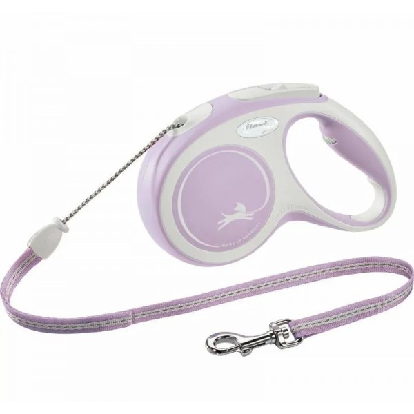 LAISSE RETRACTABLE NEW COMFORT pour chiens avec cordon ROSE FLEXI - DOGFRENCHTOUCH