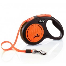 LAISSE RETRACTABLE NEON pour chiens avec SANGLE ORANGE FLEXI - DOGFRENCHTOUCH