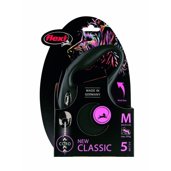 LAISSE RETRACTABLE NEW CLASSIC pour chiens avec cordon NOIR FLEXI-DOGFRENCHTOUCH