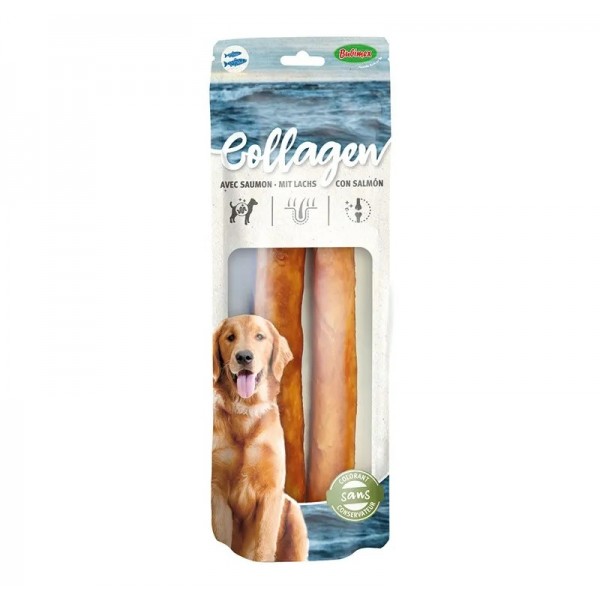 FRIANDISES pour chien 2 STICKS DE COLLAGENE au saumon BUBIMEX - DOGFRENCHTOUCH