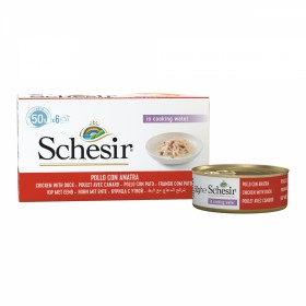 PATEE pour chat EAU DE CUISSON au poulet et canard 6x50g SCHESIR - DOGFRENCHTOUCH