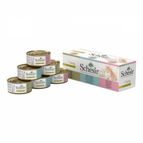 PATEE pour chat EAU DE CUISSON MULTI SAVEURS 6x70g SCHESIR - DOGFRENCHTOUCH