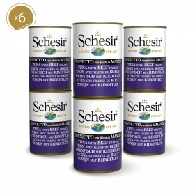 PATEE pour chat THON et filet de BOEUF en gelée 6x140g SCHESIR - DOGFRENCHTOUCH