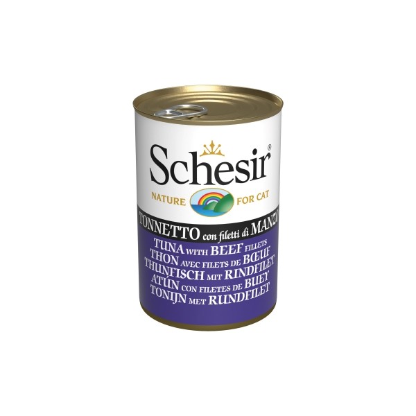 PATEE pour chat THON et filet de BOEUF en gelée 6x140g SCHESIR - DOGFRENCHTOUCH