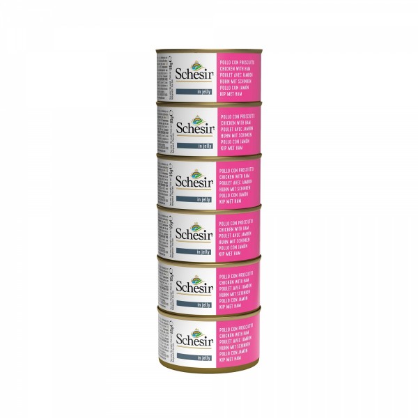 PATEE pour chat POULET JAMBON en gelée 6x85g SCHESIR - DOGFRENCHTOUCH