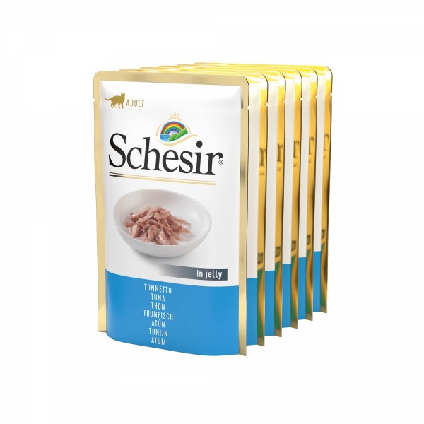 SACHETS PATEE pour chat THON en gelée 6x85g SCHESIR - DOGFRENCHTOUCH