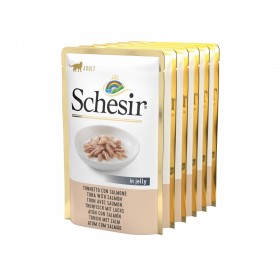 SACHETS PATEE pour chat THON SAUMON en gelée 6x85g SCHESIR - DOGFRENCHTOUCH