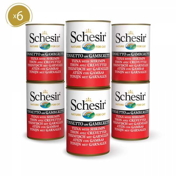 PATEE pour chat THON CREVETTES en gelée 6x140g SCHESIR-DOGFRENCHTOUCH