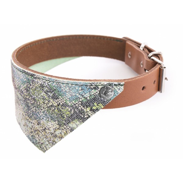 COLLIER BANDANA pour chien en cuir fantaisie CAMEL MALIBU SELLIER - DOGFRENCHTOUCH