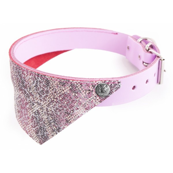 COLLIER BANDANA pour chien en cuir fantaisie ROSE MALIBU SELLIER - DOGFRENCHTOUCH