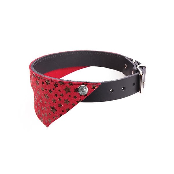 COLLIER BANDANA pour chien en cuir fantaisie noir ROUGE MIAMI SELLIER - DOGFRENCHTOUCH