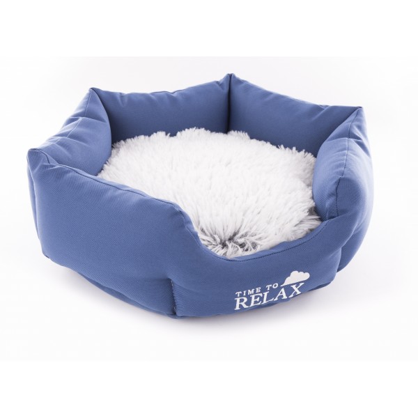 CORBEILLE RONDE FLUFFLY pour chien ou chat collection IGLOO bleu MARTIN SELLIER-DOGFRENCHTOUCH