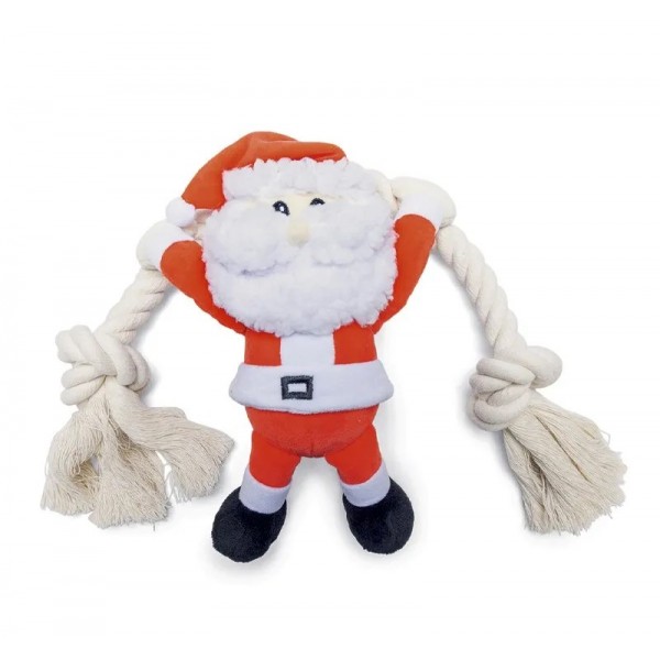 JOUET pour chien PELUCHE PERE NOEL avec corde BEEZTEES-DOGFRENCHTOUCH