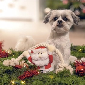 JOUET pour chien PELUCHE PERE NOEL avec corde BEEZTEES-DOGFRENCHTOUCH