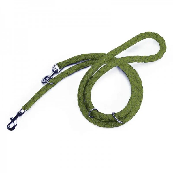 LAISSE MULTIPOSITIONS REFLECHISSANTE pour chien en nylon rond couleur vert CAMON-DOGFRENCHTOUCH