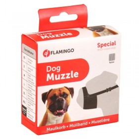 MUSELIERE pour chien en nylon noir spécial MUSEAU COURT FLAMINGO-DOGFRENCHTOUCH