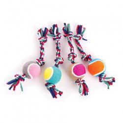 JOUETS pour petit chien LOT DE 4 CORDES + BALLE DE TENNIS MARTIN SELLIER-DOGFRENCHTOUCH