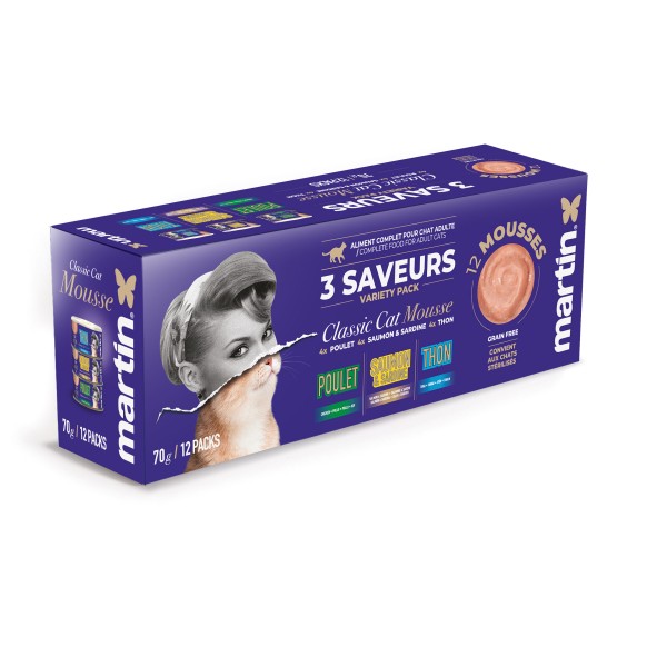 PATEE pour chat MOUSSE MULTIPACK 70gx12 MARTIN FOOD CLASSIC MARTIN SELLIER-DOGFRENCHTOUCH