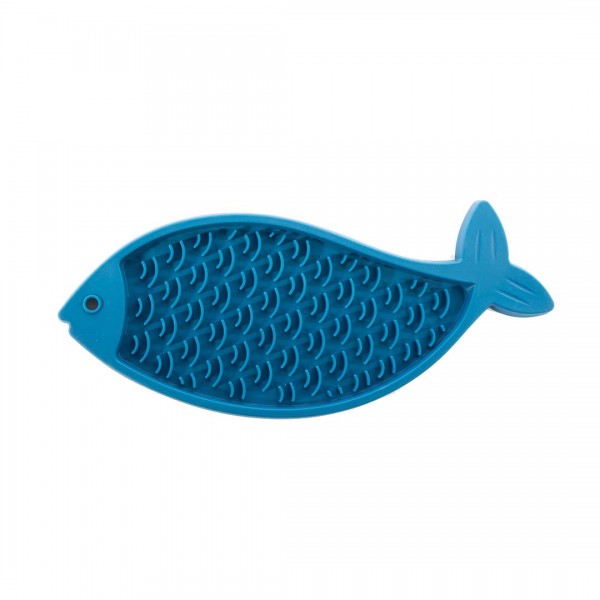 TAPIS DE LECHAGE pour chien et chat forme poisson couleur bleu MARTIN SELLIER