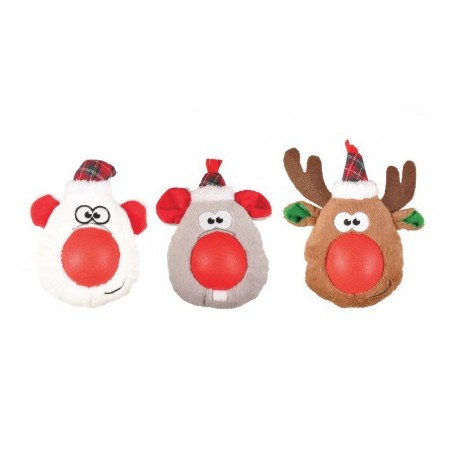 Lot de 3 peluches de Noël avec balle sonore pour chien FLAMINGO